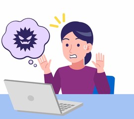 紫のシャツを着た女性