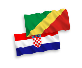 Flags of Republic of the Congo and Croatia on a white background