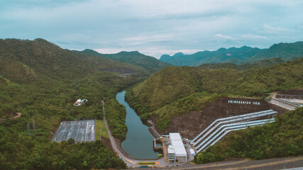 power plant Sirikit dam  aerial view