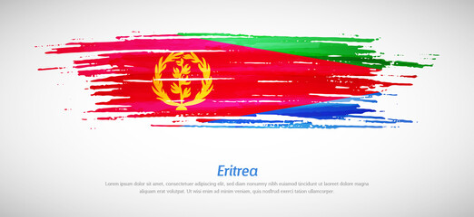 Artistic grungy watercolor brush flag of Eritrea country. Happy independence day background