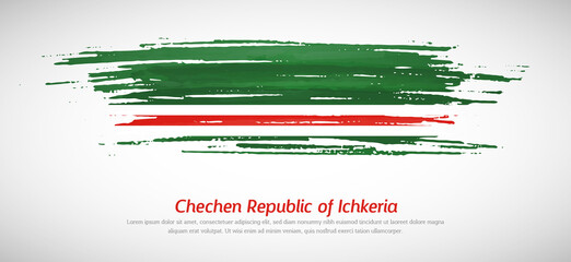 Artistic grungy watercolor brush flag of Chechen Republic of Ichkeria country. Happy national day background