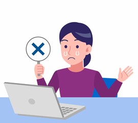 紫のシャツを着た女性