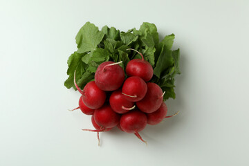 Fresh red radish on white background, close up