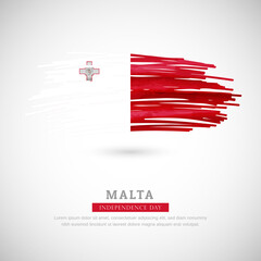 Brush flag of Malta country. Happy independence day of Malta with grungy flag background