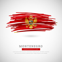 Brush flag of Montenegro country. Happy independence day of Montenegro with grungy flag background