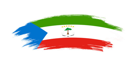 Artistic grunge brush flag of Equatorial Guinea isolated on white background