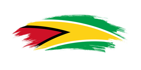 Artistic grunge brush flag of Guyana isolated on white background