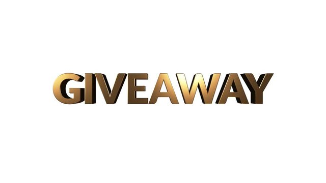 Giveaway text animation. Gold word on a white background. 4k and Full HD resolutions. Perfect for invitations, social media, intros and outros