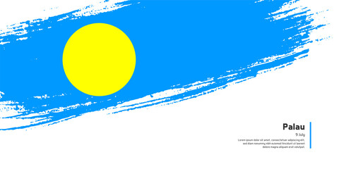 Creative hand drawing brush flag of Palau country for special constitution day