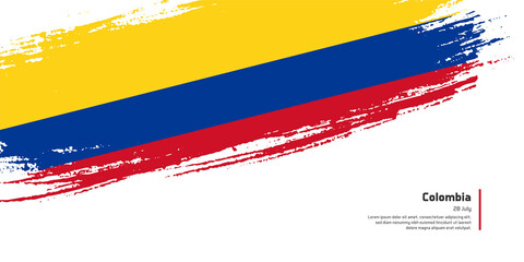 Creative hand drawing brush flag of Colombia country for special independence day