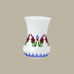 armudu. turkish tea glass. 3d. Turkish pattern for armudu. illustration isolated