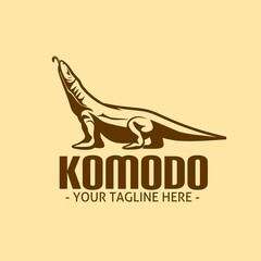 Komodo Dragon reptile simple logo icon symbol mascot for Brand, Trip, Travel, company, background and wallpaper. 