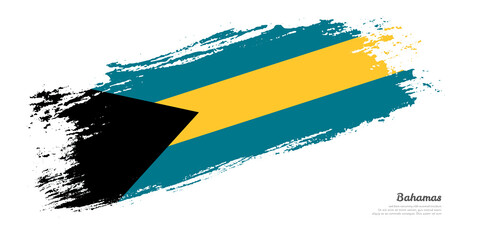 Hand painted brush flag of Bahamas country with stylish flag on white background
