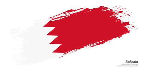 Hand painted brush flag of Bahrain country with stylish flag on white background