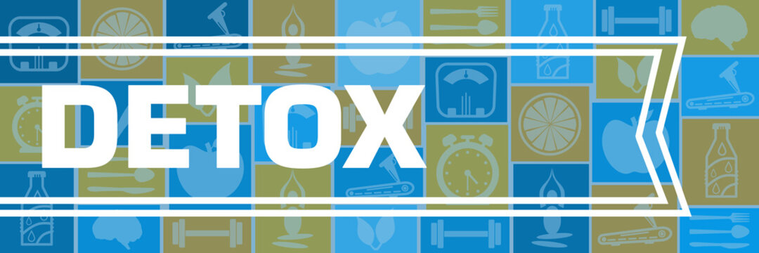 Detox Health Symbols Blue Orange Background Border Text 