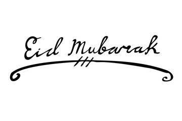 Simple Hand Draw Script Vector World Eid Mubarak or Blessed festival, Design Element for the celebration of Muslim community festival