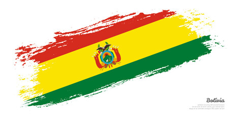 Hand painted brush flag of Bolivia country with stylish flag on white background