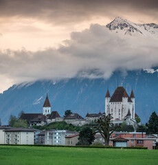 Schloss Thun With Niesen Spring