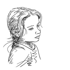 girl hand drawn portrait vector