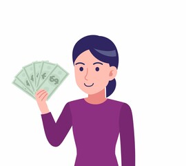 紫のシャツを着た女性