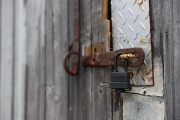old padlock on the door