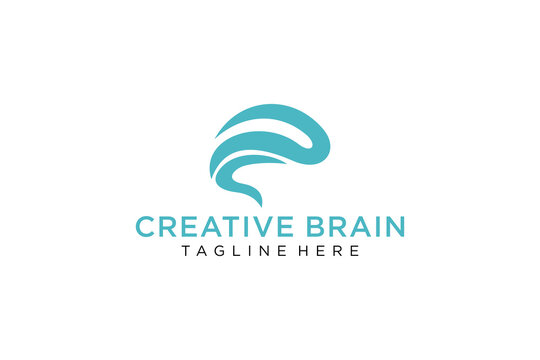 Brain Logo Silhouette Design Vector Template. Think Idea Concept. Brainstorm Power Thinking Brain Logotype Icon Logo.