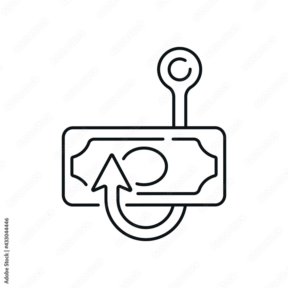 Poster stealing money linear icon. phishing and spam. hacking. thin line customizable illustration. contour