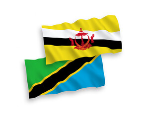 Obraz premium Flags of Brunei and Tanzania on a white background