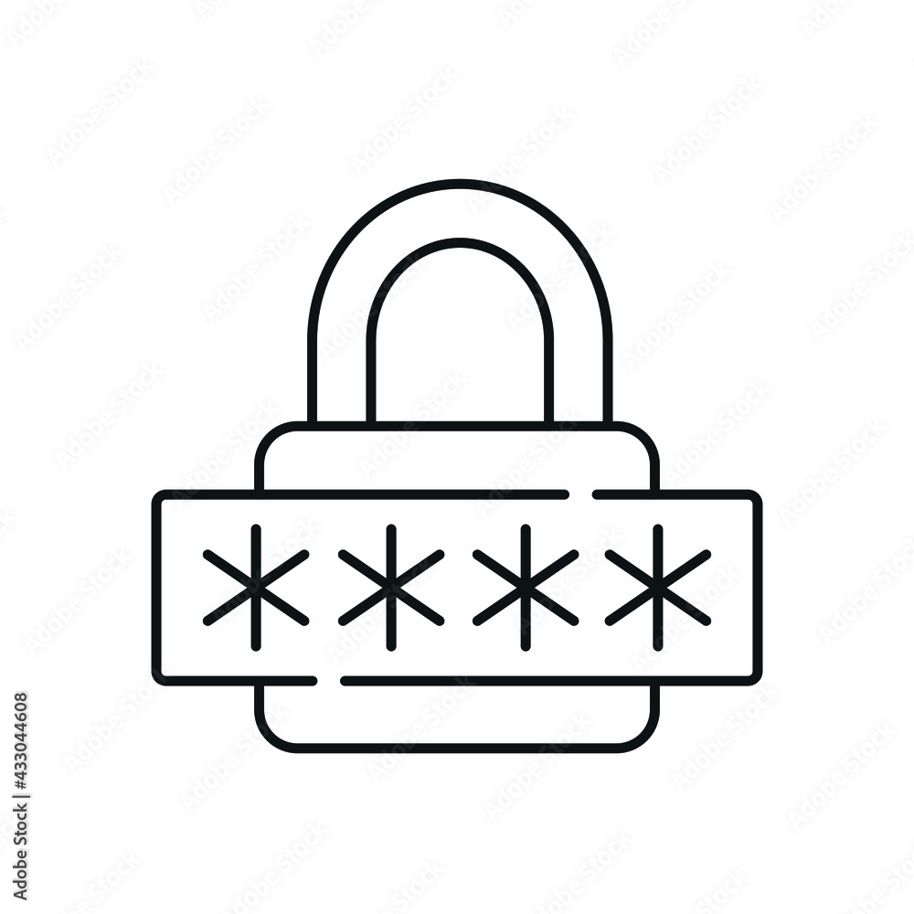 Poster password protection linear icon. phishing and spam. hacking. thin line customizable illustration. co