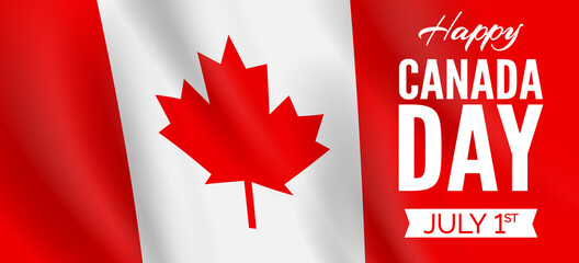 happy canada day banner design with canadian flag vector illustration