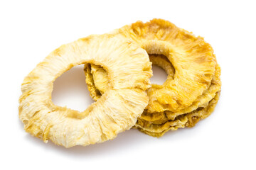 dried pineapple rings isolated on white background