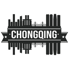 Chongqing China. Skyline Silhouette City. Cityscape Design Vector. Famous Monuments Tourism Stencil Illustration.