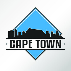 Naklejka premium Cape Town South Africa Skyline Logo. Adventure Landscape Design Vector Illustration.