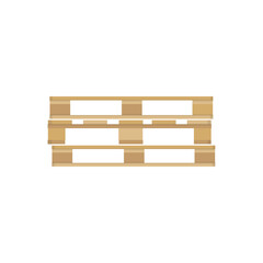Wooden pallet icons. Cartoon wood pallet isolated on white. Top view, front and side view. Flat vector illustration.