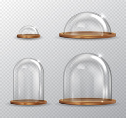 Realistic Detailed 3d Transparent Glass Domes Set. Vector