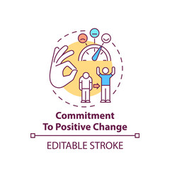 Commitment to positive change concept icon. Corporate core value idea thin line illustration. Growth and development. Reward system. Vector isolated outline RGB color drawing. Editable stroke
