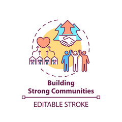 Fototapeta premium Building strong communities concept icon. Corporate value idea thin line illustration. Supportive relationship. Fostering employee wellbeing. Vector isolated outline RGB color drawing. Editable stroke