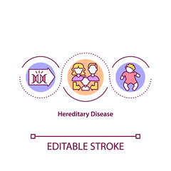 Hereditary disease concept icon. Health problems in family tree. Special medical treatment process idea thin line illustration. Vector isolated outline RGB color drawing. Editable stroke
