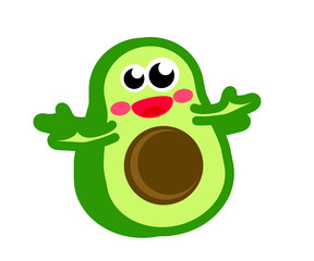 Cute avocado character on a white background. Cartoon. Vector illustration.