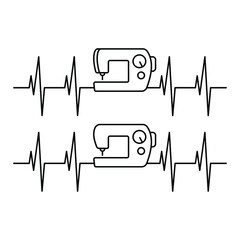 Heartbeat Sewing Machine Vector Illustration