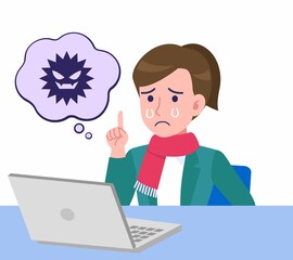 マフラーをした若い女性