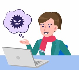 マフラーをした若い女性