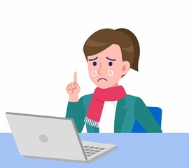 マフラーをした若い女性