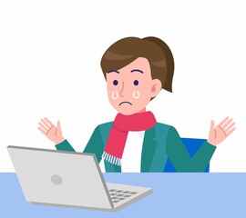 マフラーをした若い女性