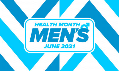 National Men's Health Month in June. Health education program. Celebrated annual in United States. Medical concept. Care and health. Poster, card, banner and background. Vector illustration