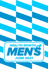 National Men's Health Month in June. Health education program. Celebrated annual in United States. Medical concept. Care and health. Poster, card, banner and background. Vector illustration