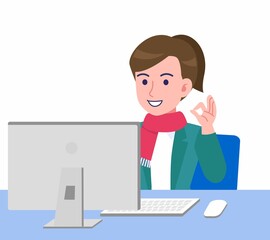 冬服を着た女性のイラスト