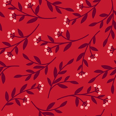 Red seamless floral pattern with small flowers