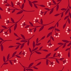 Fotobehang Rood Rood naadloos bloemenpatroon met kleine bloemen