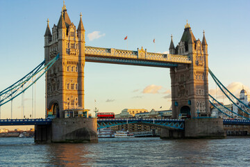 A view of the Tower Bridge in the dusk